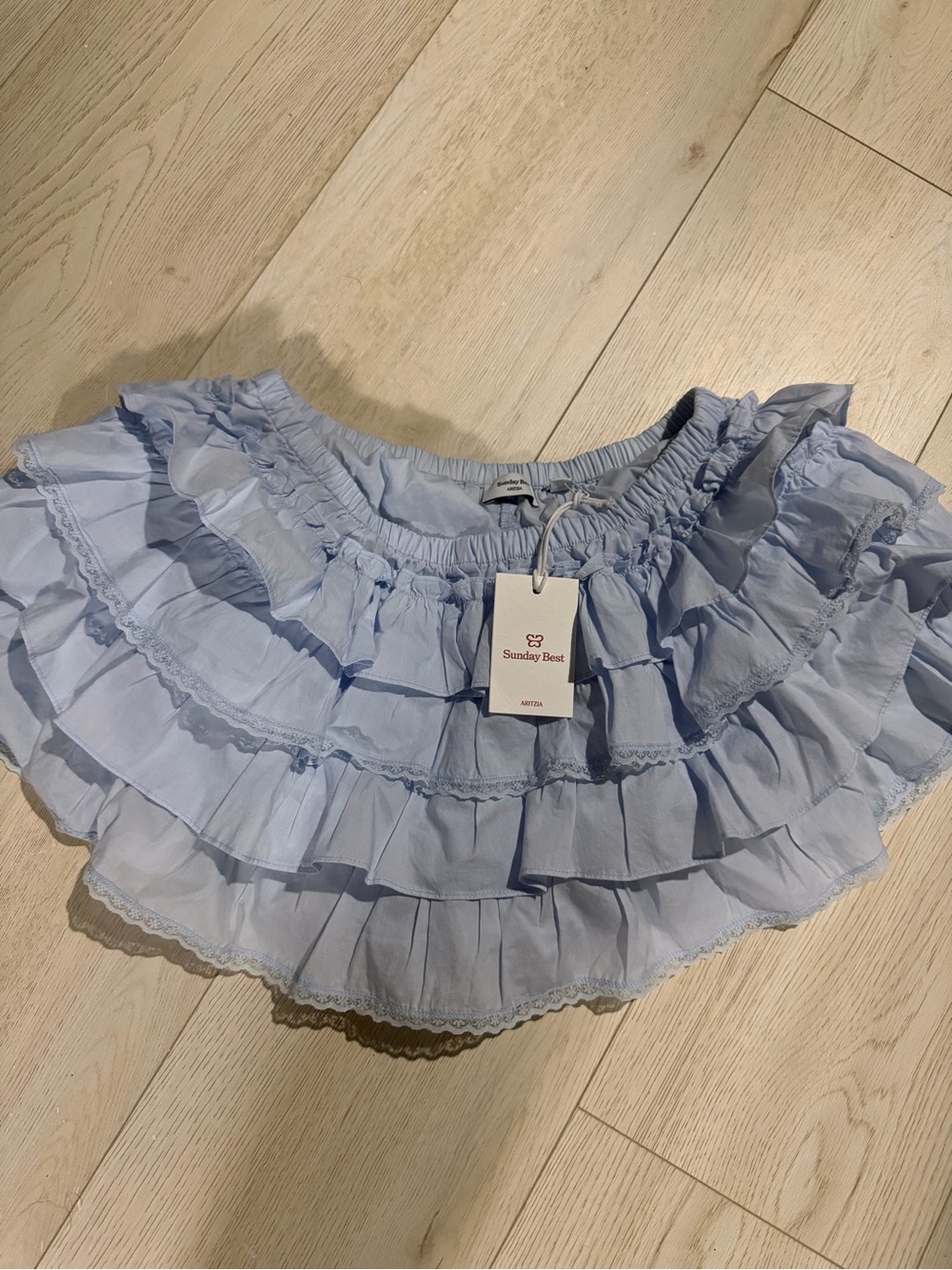 Aritzia Light Blue Tiered Ruffle Skirt